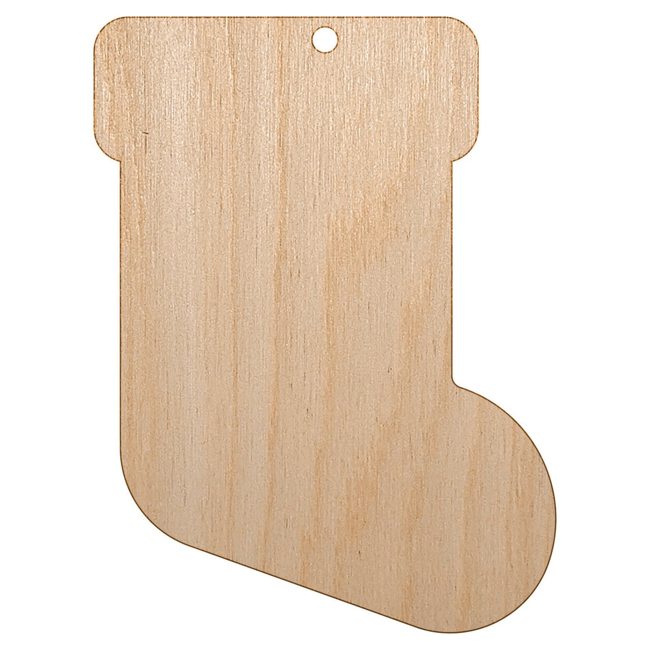 Christmas Stocking Solid Unfinished Craft Wood Holiday Christmas Tree DIY Pre-Drilled Ornament